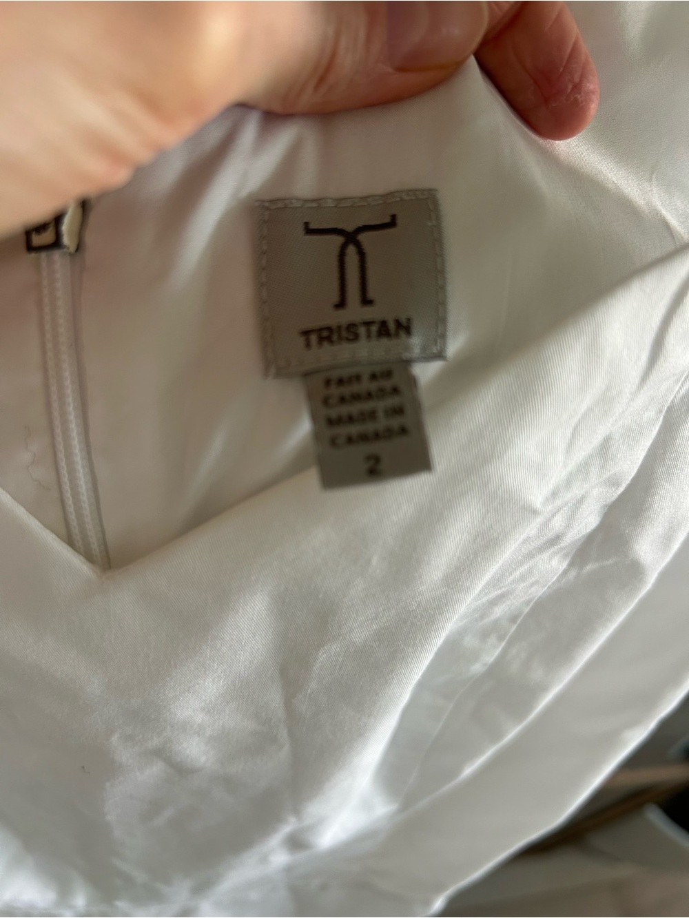 Tristan Cotton Classic White V-Neck Women's Dress - Picture 6 of 14